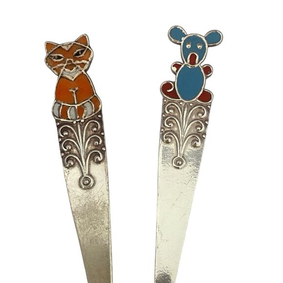 Vintage Soviet Russian Repka 6 Tea Spoon Cake Shovel Enamel Melchior Cupronickel - Picture 7 of 12